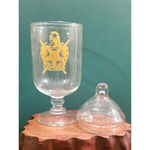 Vintage Knights Templar Master de Moley Seal Freemasonry Footed Dish w/ Lid